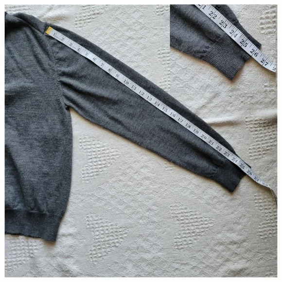 J.Lindeberg  Grey V- Neck wool Long-sleeved Sweater - Picture 13 of 13